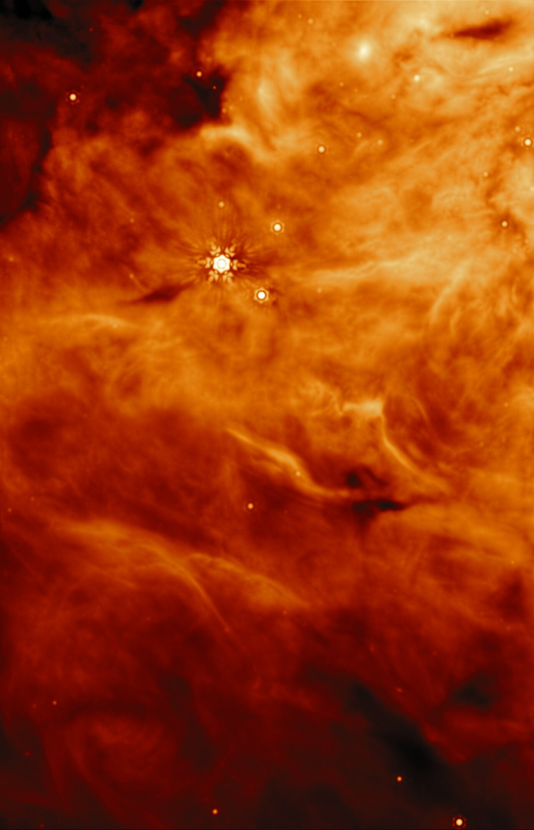 Região paralela à protoestrela IRAS23385 (Imagem: Reprodução/ESA/Webb, NASA, CSA, W. Rocha et al. (Leiden University)