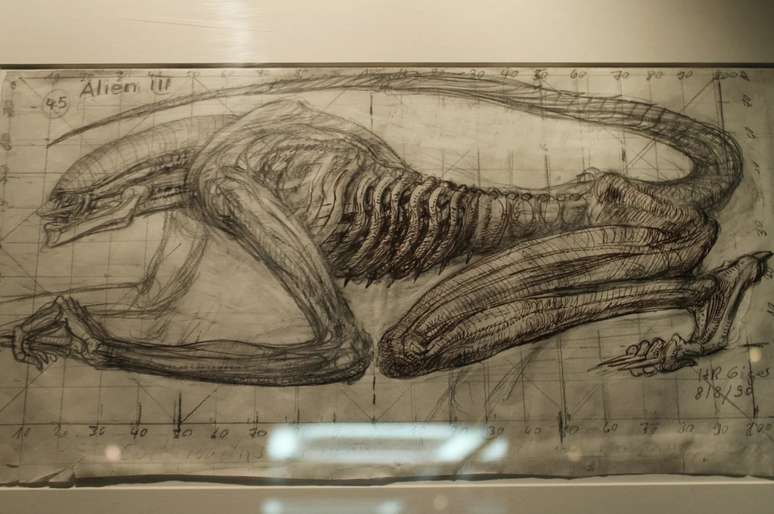 Drawing from 1990, created by Giger for Alien³, the third film in the series Drawing from 1990, created by Giger for Alien³, the third film in the series