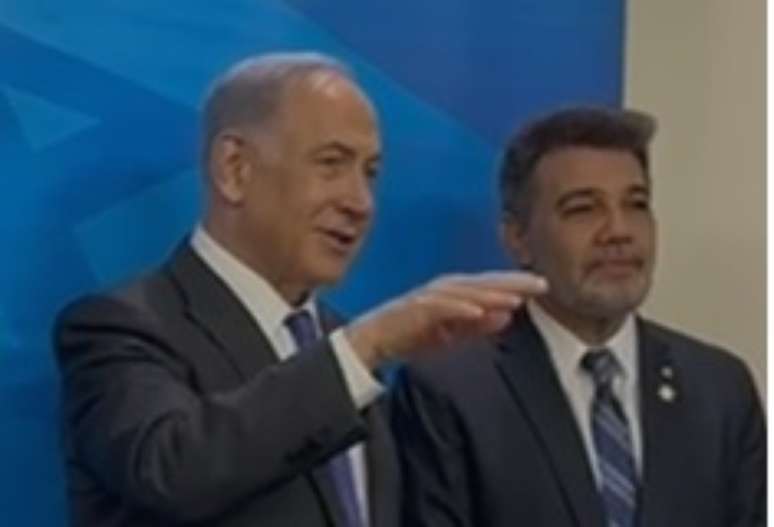 Benjamin Netanyahu e deputado Marco Feliciano, em Israel