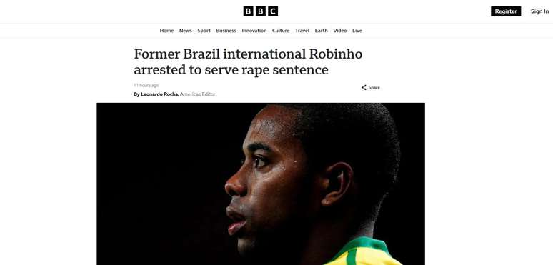 "Ex-internacional brasileiro Robinho é preso para cumprir pena de estupro"