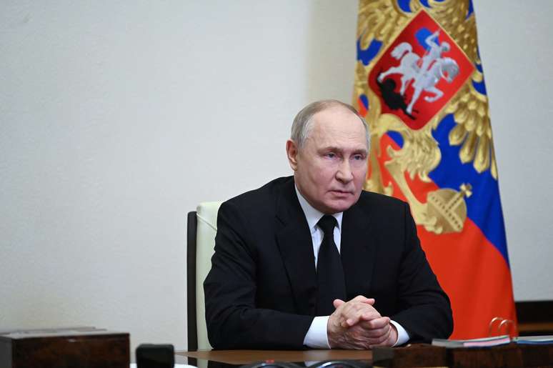 Presidente russo Vladimir Putin em vídeo sobre massacre em casa de shows