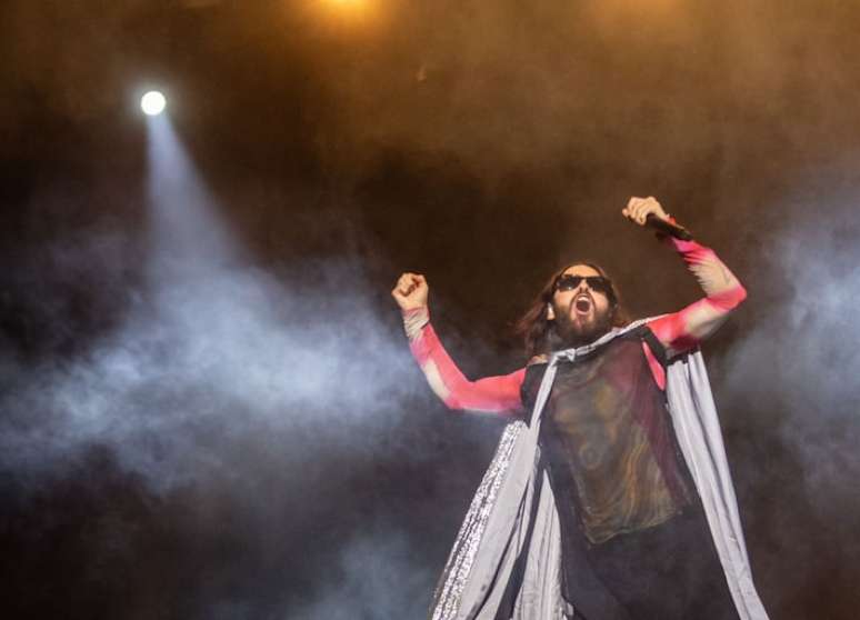 Show do 30 Seconds To Mars, com Jared Leto, no Lollapalooza Brasil 2024, no Autódromo de Interlagos, em 23 de março de 2024.