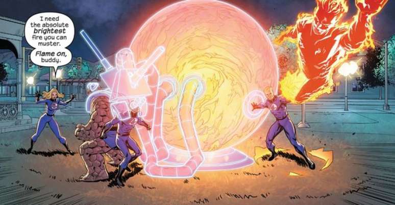 Família unida na hora de criar e posicionar os lasers (Imagem: Reprodução/Marvel Comics)