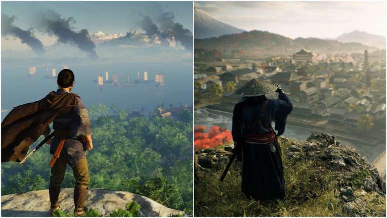 Os jogos tem uma diferença de 600 anos entre eles (Imagem: Reprodução/Sucker Punch Studios, Team Ninja)
