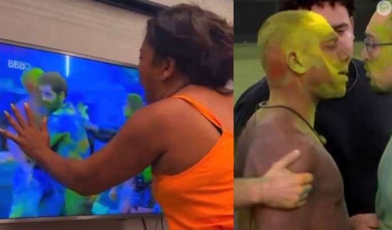 Elisângela Brito, mãe de Davi, reage ao ver briga do filho com MC Bin Laden no 'BBB 24'.