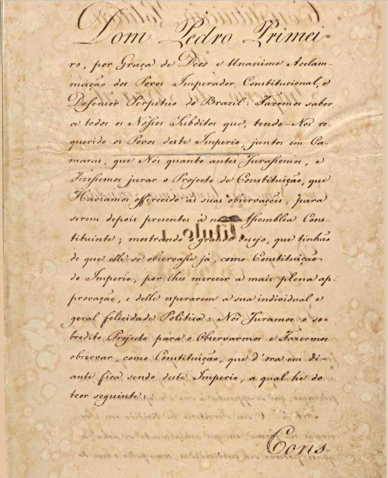Primeira página da Constituição de 1824