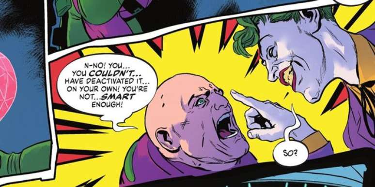 O Coringa consegue engarnar Lex por conta de sua imprevisibilidade (Imagem: Reprodução/DC Comics)