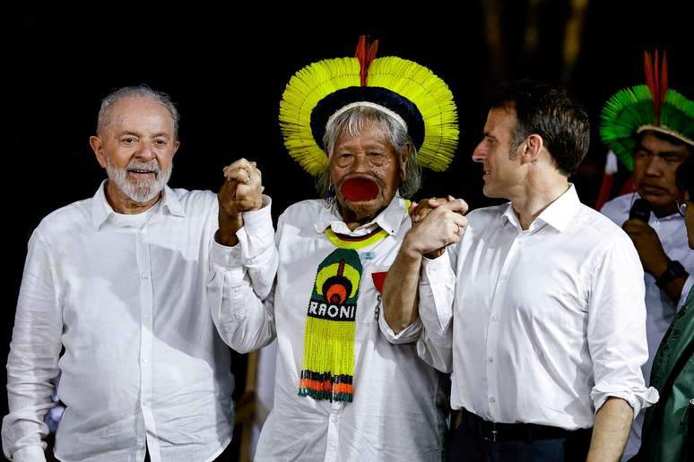 Lula, Raoni e Macron participam de evento em Belém