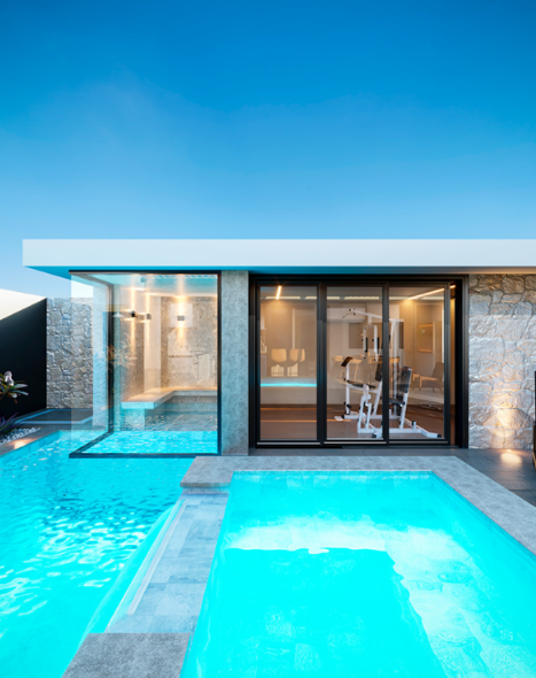 Os layouts de piscinas mais utilizados são retangular, quadrado e redondo  – Projeto/Foto: Majo Arquitetura
