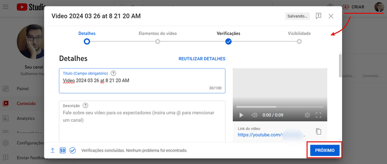 You can publish videos to YouTube from your computer (Image: Screenshot/Guilherme Haas/Canaltech)
