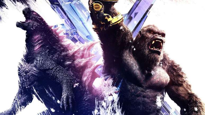 Antigos rivais se tornam amigos em Godzilla e Kong: O Novo Império, com uma ameaça em comum levando à união dos monstros gigantes (Imagem: Divulgação/Legendary)