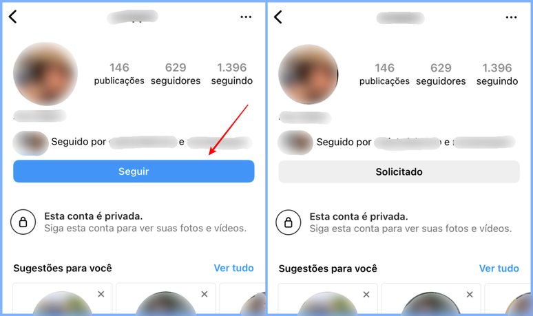 O jeito mais simples de ver um perfil privado no Instagram é seguindo a conta (Imagem: Captura de tela/Fabrício Calixto/Canaltech)