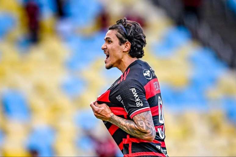 Pedro comemorando gol contra o Nova Iguaçu.