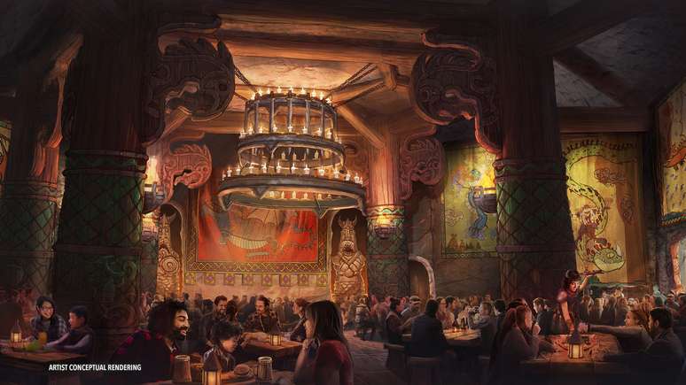 Interior of Mead Hall, which will be the main restaurant of the themed area Interior of Mead Hall, which will be the main restaurant of the themed area