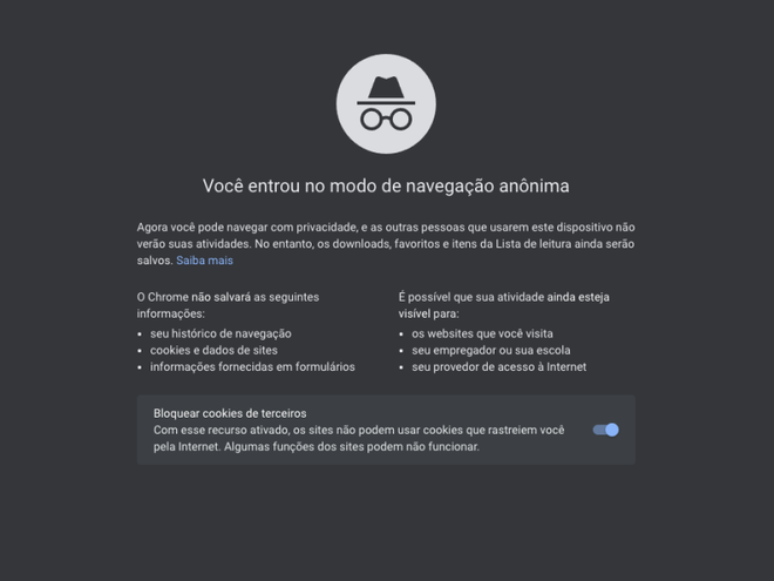 A navegação anônima do Chrome não é tão anônima assim (Imagem: Captura de tela/Caio Carvalho/Canaltech)