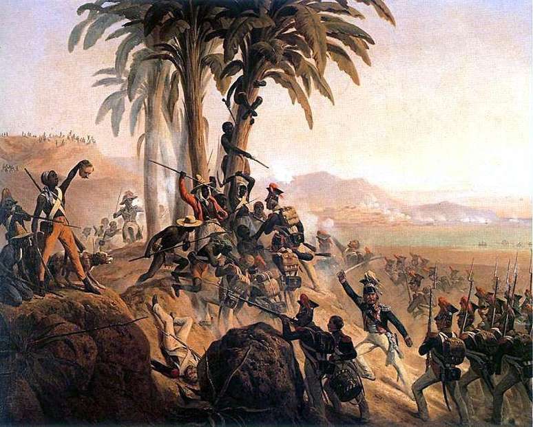 Tela ‘Batalha de São Domingo’, em que o polonês January Suchodolski retrata episódio da Revolução Haitiana