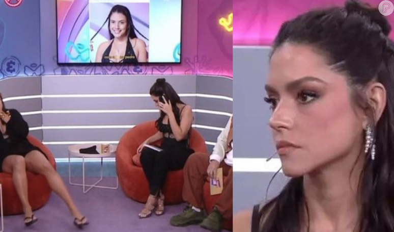 Thais Fersoza foi flagrada usando o celular durante entrevista com Fernanda.