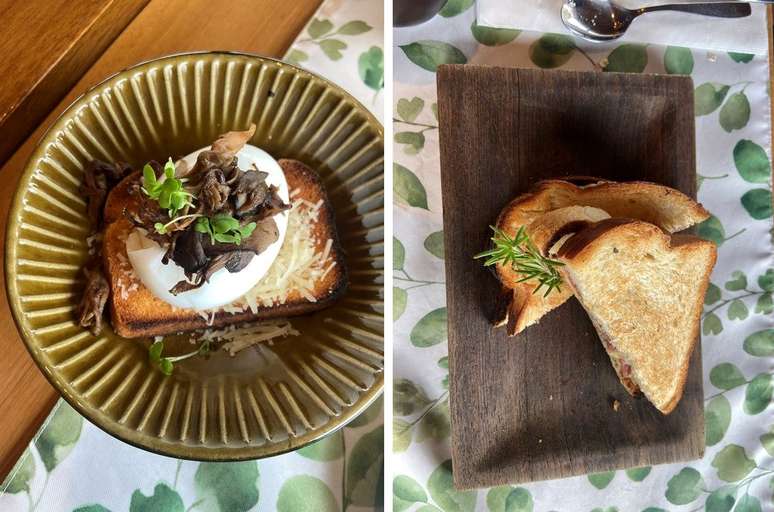 Ovos mollet e sandu&iacute;che de queijo e salame