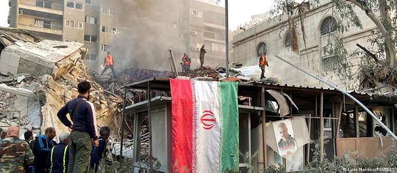 Ruínas do consulado iraniano em Damasco