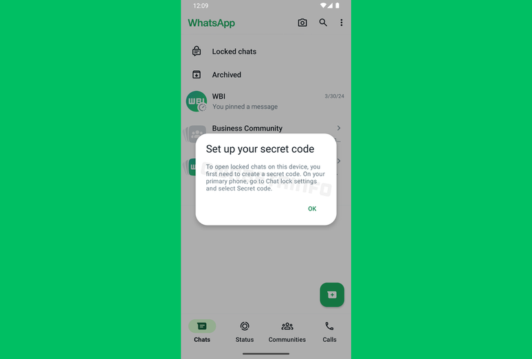 WhatsApp works to bring password-protected conversations to devices linked to the same account (Image: Playback/WABetaInfo)