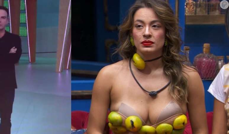 Beatriz, do 'BBB 24', levou uma chamada de Tadeu Schmidt por conta do look de cascas de laranja.