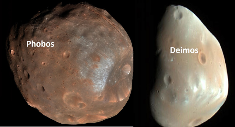 Os autores sugerem que Fobos e Deimos, as luas de Marte, sejam um cometa capturado pela gravidade do planeta (Imagem: Reprodução/NASA)