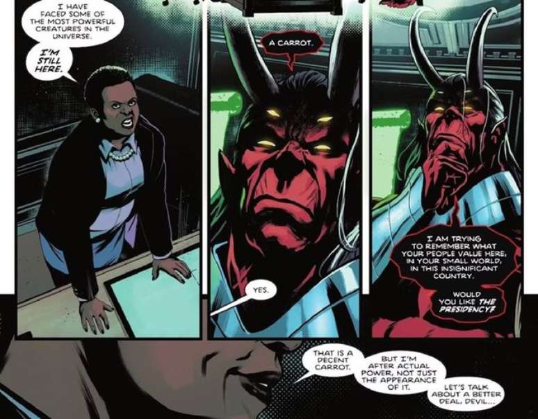 Amanda Waller recruta o diabo Trigon para seus planos contra os meta-humanos (Imagem: Reprodução/DC Comics)