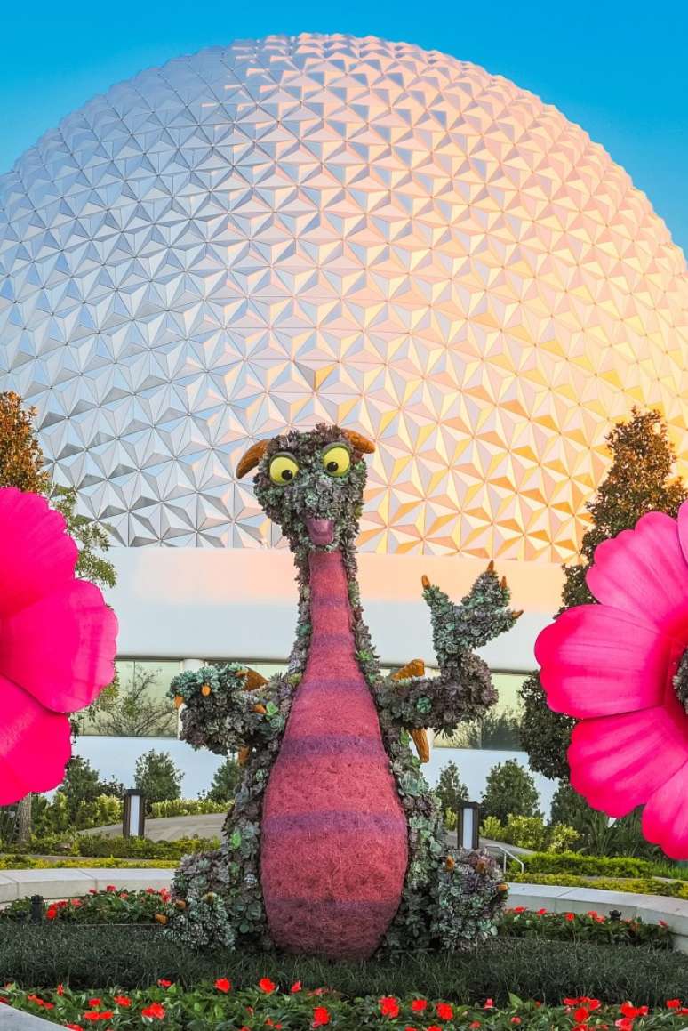 Everyone’s favorite dragon, Figment, is welcoming guests to the recently opened World Celebration Gardens as part of the EPCOT International Flower & Garden Festival Feb. 28-May 27, 2024. This year, more than 70 topiaries are being pruned to perfection. New topiaries include Groot near Guardians of the Galaxy: Cosmic Rewind, Miguel and Dante from Disney Pixar’s “Coco” near Mexico, and Asha, Valentino and Star from the Walt Disney Animation Studios film “Wish” at the EPCOT main entrance. (Olga Thompson, photographer)