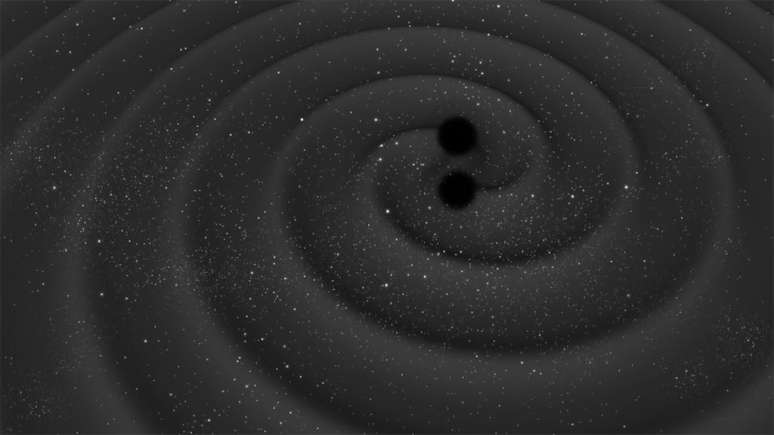 Ondas gravitacionais são a prova de que o campo gravitacional pode oscilar, assim como os demais campos quânticos (Imagem: Reprodução/ESA–C.Carreau)