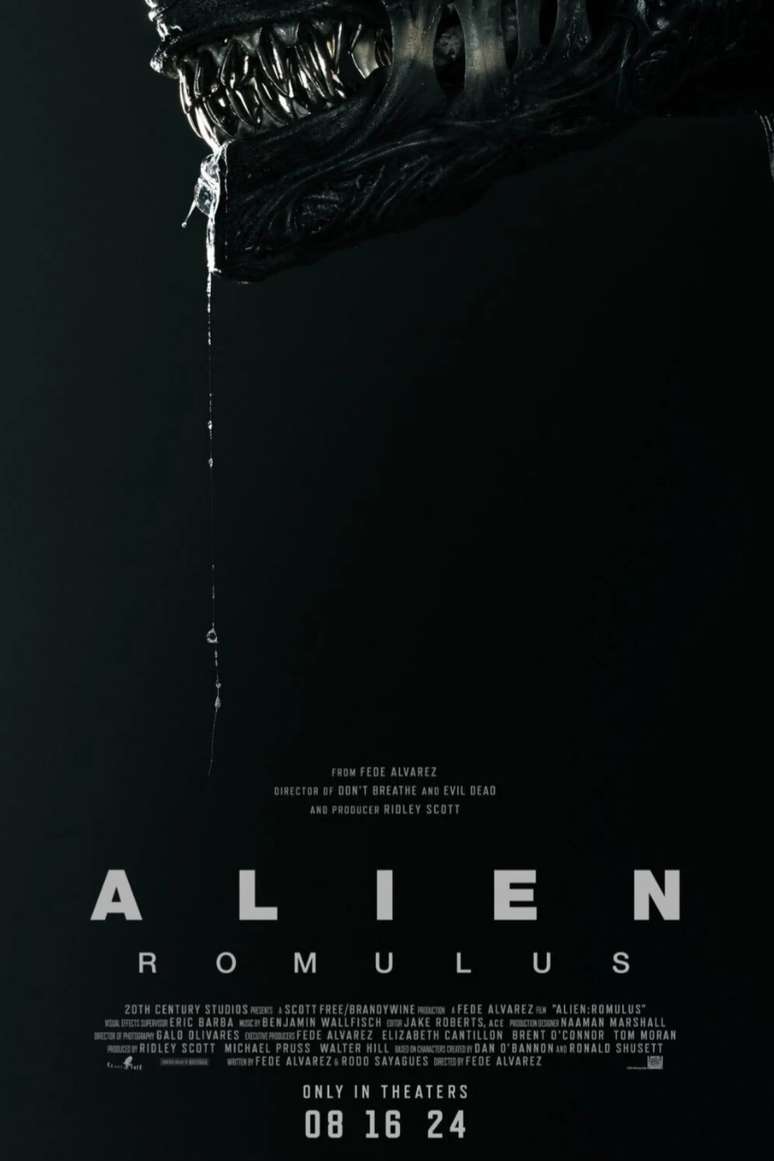 A 20th Century divulgou o cartaz e um teaser do próximo filme da franquia Alien, intitulado 'Romulus'. O lançamento está previsto para 16 de agosto de 2024, com produção de Ridley Scott, que dirigiu o primeiro filme da saga no cinema: 'Alien, o Oitavo Passageiro'.
