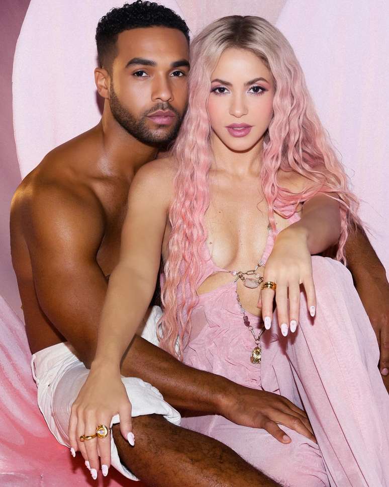 Shakira and Lucien Laviscount in the Puntería video Shakira and Lucien Laviscount in the Puntería video