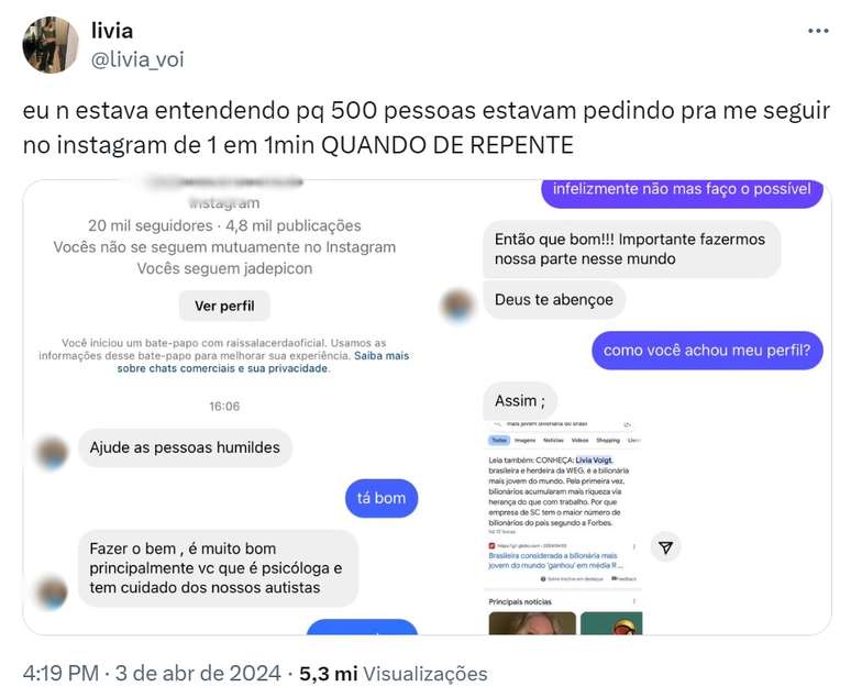 Carioca foi confundida com bilion&aacute;ria mais jovem do mundo e recebeu diversas mensagens