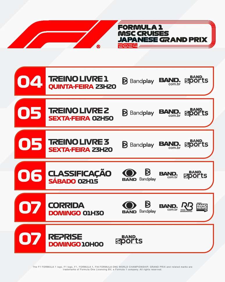 Programação completa do grupo Bandeirantes