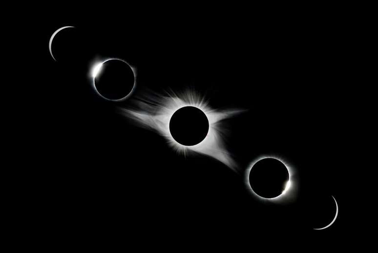 Etapas de um eclipse solar total (Imagem: Reprodução/Ian Parker/Unsplash)
