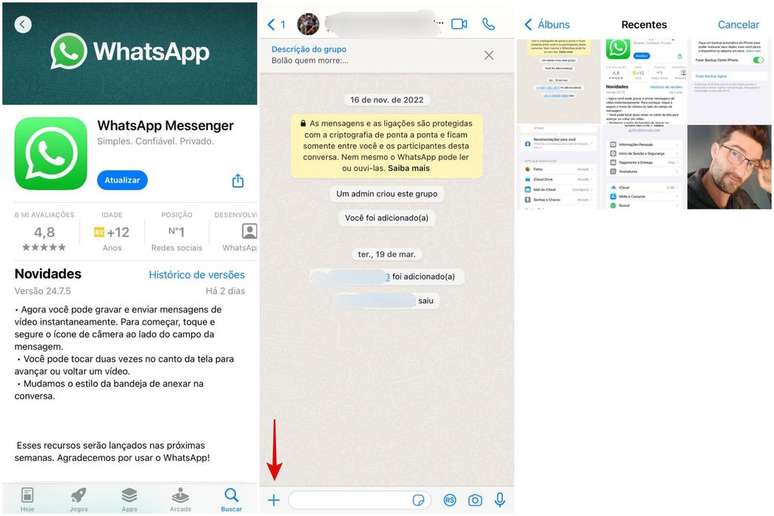 WhatsApp tem novo atalho para abrir galeria de fotos e vídeos (Imagem: Captura de tela/Guilherme Haas/Canaltech)