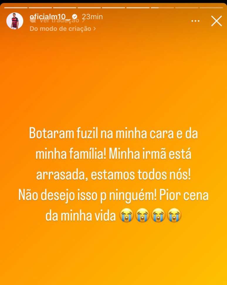 Matheus em sua rede social 