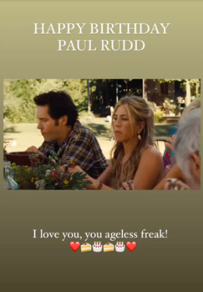 Jennifer Aniston comemora os 55 anos de Paul Rudd o chamando de ‘Aberração que não envelhece’