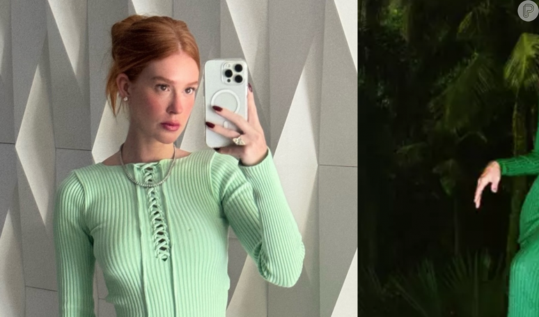 Marina Ruy Barbosa surge com vestido usado por Angélica anos atrás.