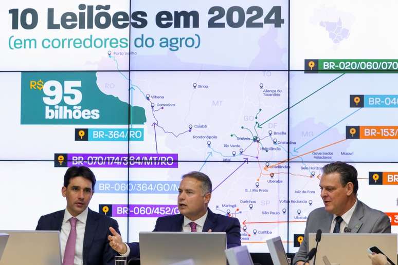 Coletiva sobre ações do governo federal para facilitar o escoamento da safra de grãos. Investimento em agronegócio são seguros