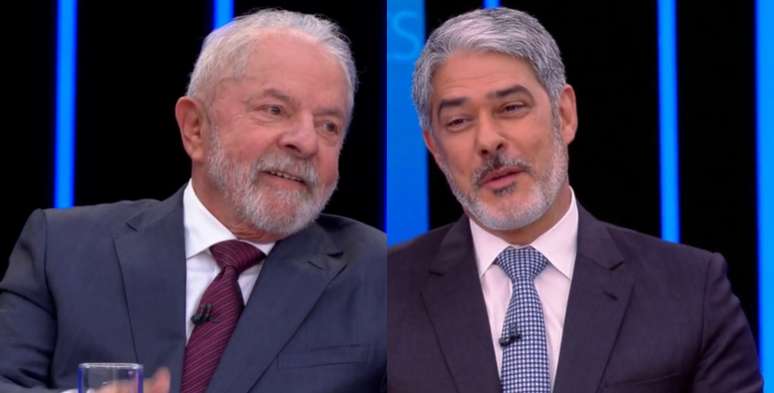 Lula e Bonner no reencontro na bancada do 'Jornal Nacional' em 2022: afagos após anos de tensão