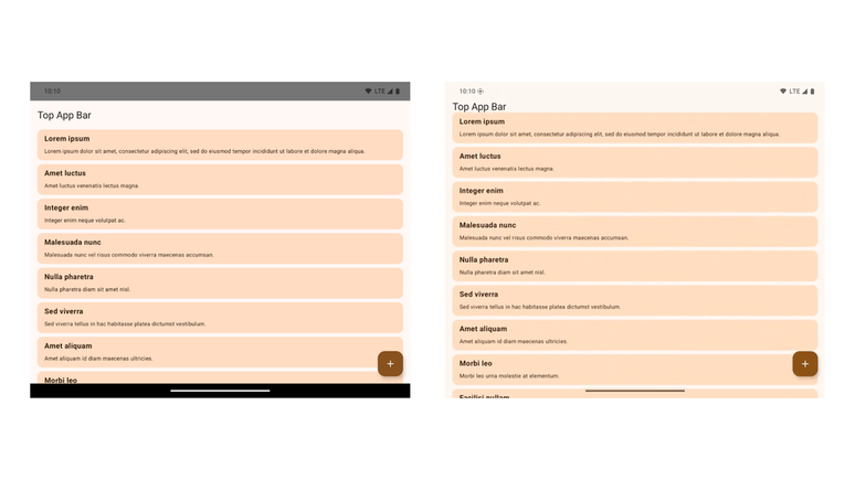 Em comparação com Android 14 (à esquerda), apps ocupam mais espaço da tela no Android 15 (à direita) (Imagem: Divulgação/Google)