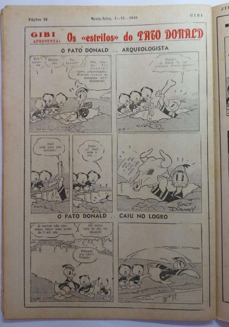 A revista trazia, entre outras, histórias em quadrinho do Pato Donald, de Walt Disney