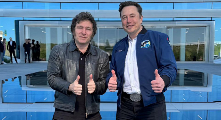 Presidente da Argentina, Javier Milei, e o dono da Tesla e do X (antigo Twitter), Elon Musk.