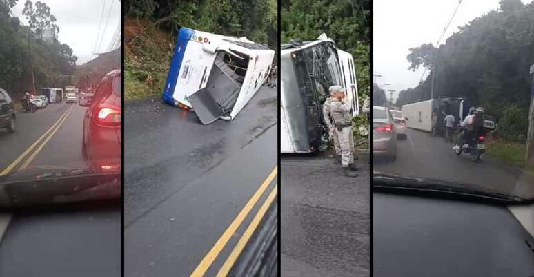 Video: Bus overturns on Porto Alegre avenue after brake failure;  the driver is injured