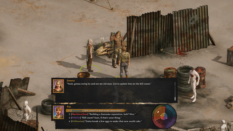 Broken Roads tem muitos diálogos e escolhas filosóficas para o jogador