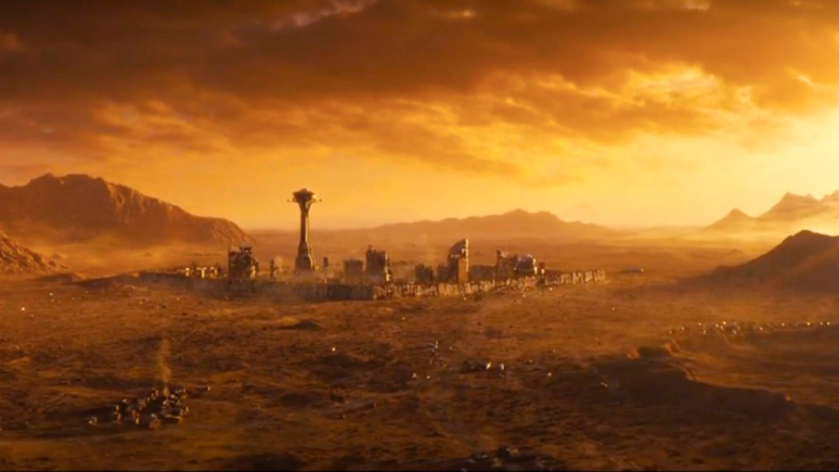 A cidade de New Vegas aparece devastada, com muitos elementos do jogo original removidos 