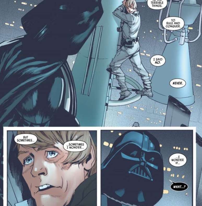 Vader vê o eco da confissão de Luke no Martírio das Lágrimas Congeladas (Imagem: Reprodução/Marvel Comics)