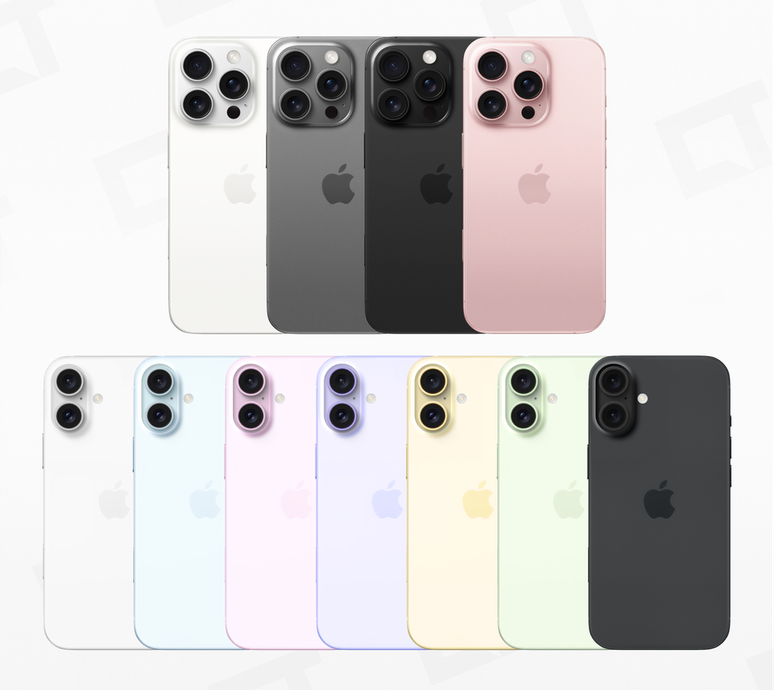 iPhone 16 e 16 Plus são esperados em sete opções de cores, enquanto iPhone 16 Pro e 16 Pro Max deve estrear apenas em quatro tonalidades (Imagem: Victor Carvalho/Canaltech)