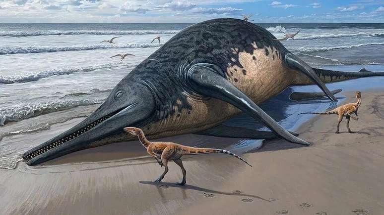 Ilustração de réptil marinho gigante 