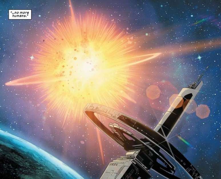 O Professor X chega a verbalizar a extinção dos seres humanos (Imagem: Reprodução/Marvel Comics)